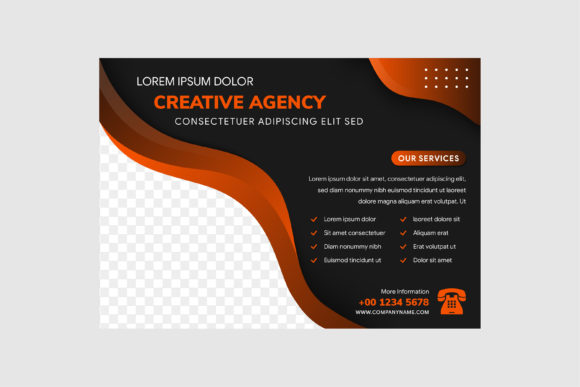 Orange Black Wave Horizontal Flyer: Bold Design Template