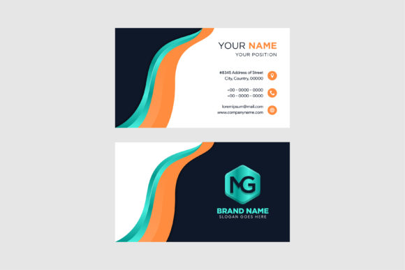 Wave Business Card Orange Blue: A Modern Design Asset